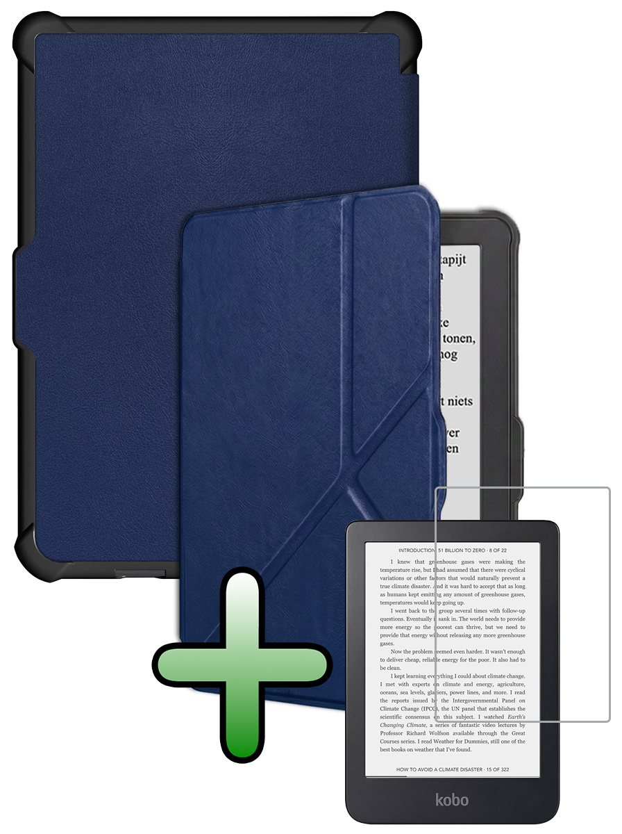 BASEY. BASEY. Kobo Clara HD Hoesje Trifold Met Screenprotector - Donkerblauw