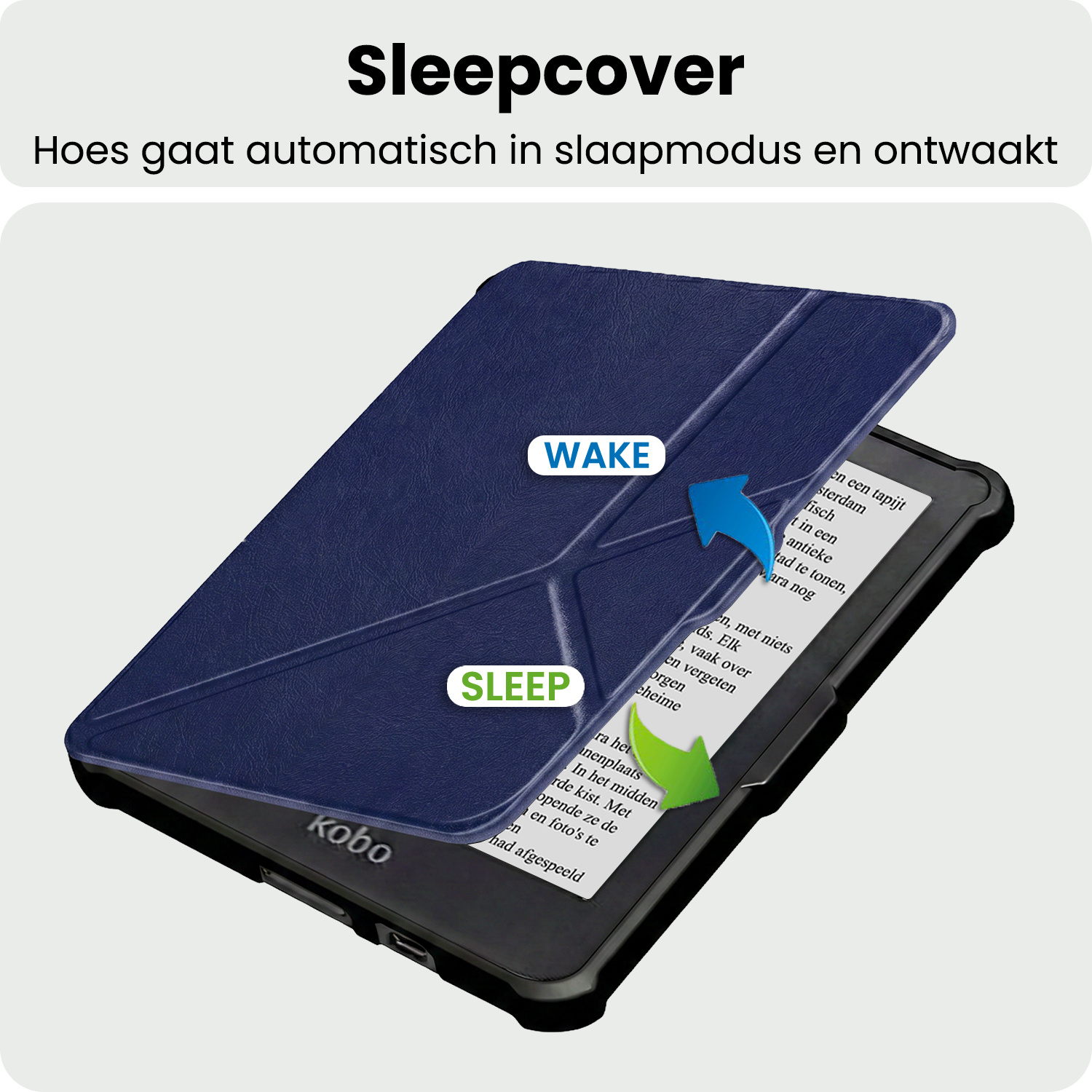 BASEY. BASEY. Kobo Clara HD Hoesje Trifold Met Screenprotector - Donkerblauw