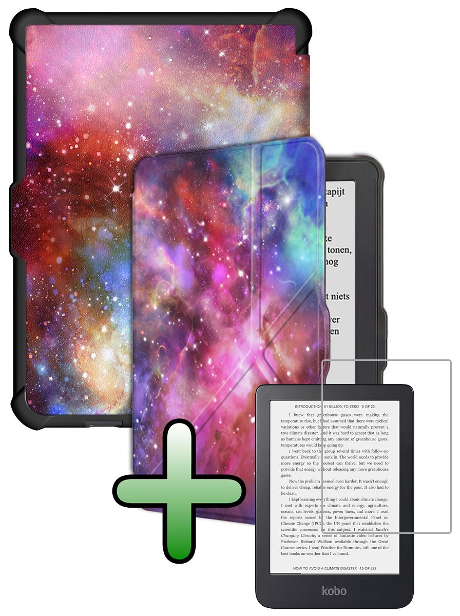 BASEY. BASEY. Kobo Clara HD Hoesje Trifold Met Screenprotector - Galaxy