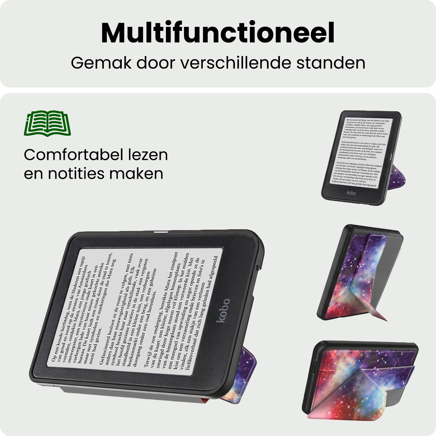 BASEY. BASEY. Kobo Clara HD Hoesje Trifold Met Screenprotector - Galaxy
