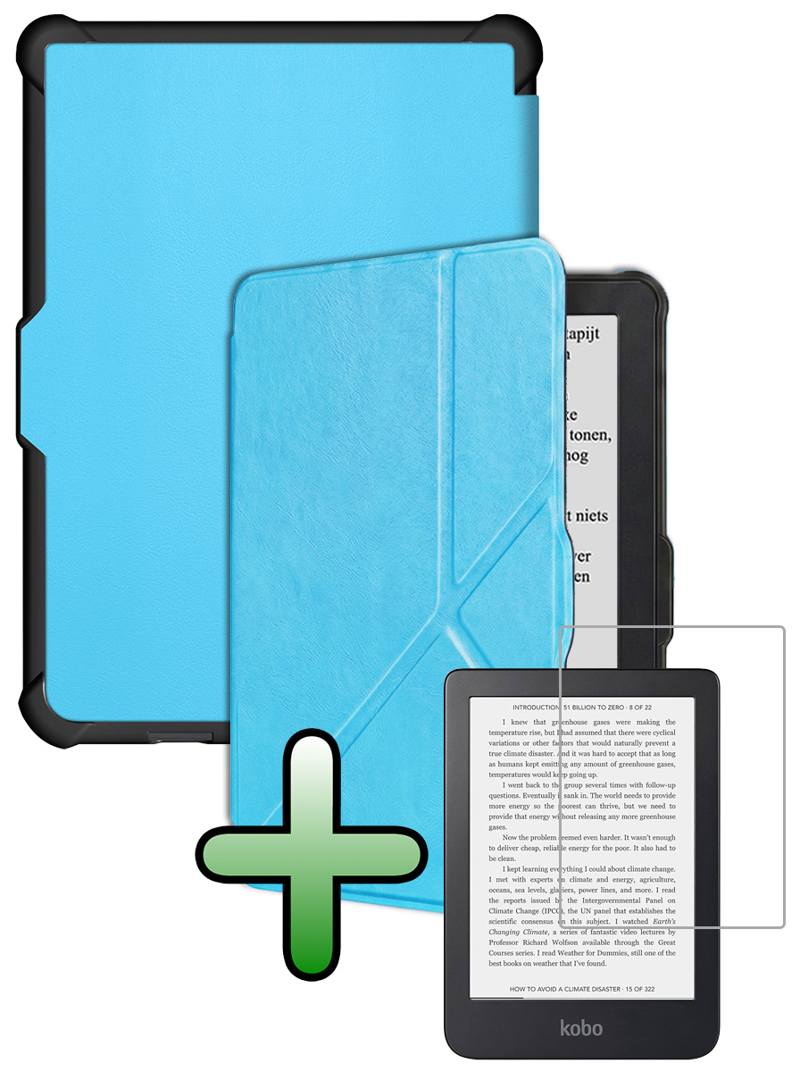 BASEY. BASEY. Kobo Clara HD Hoesje Trifold Met Screenprotector - Licht Blauw