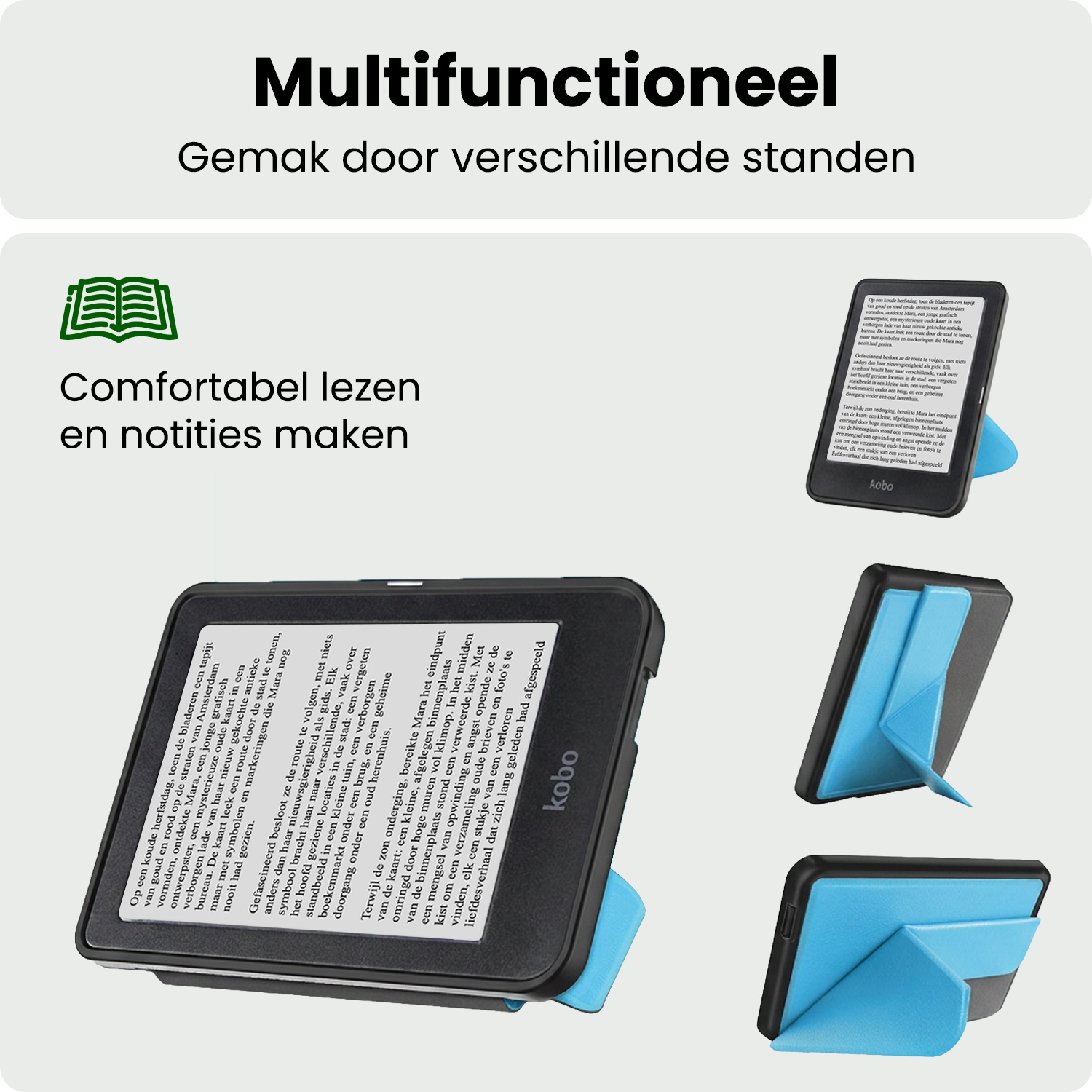 BASEY. BASEY. Kobo Clara HD Hoesje Trifold Met Screenprotector - Licht Blauw