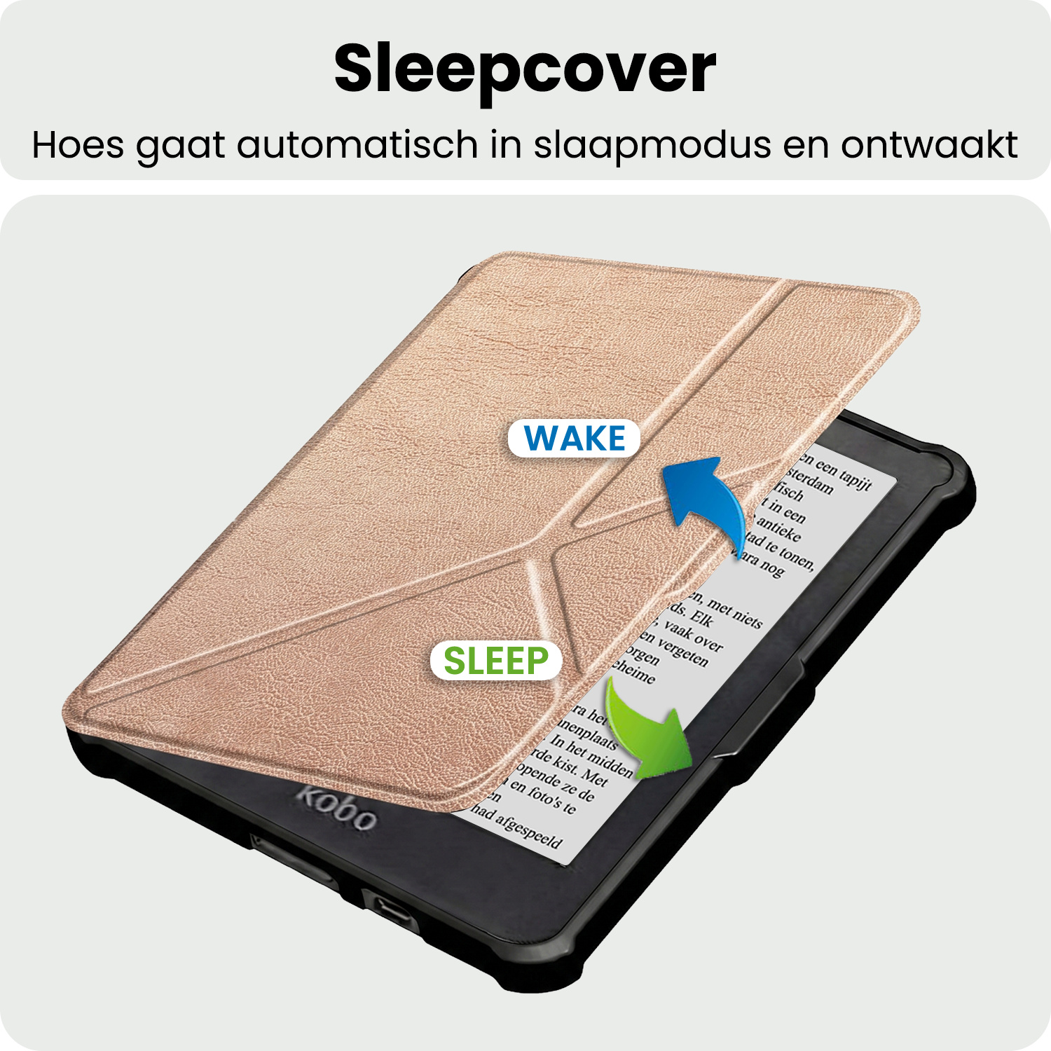 BASEY. BASEY. Kobo Clara HD Hoesje Trifold Met Screenprotector - Rose Goud
