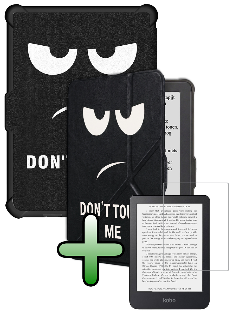 BASEY. BASEY. Kobo Clara HD Hoesje Trifold Met Screenprotector - Don't Touch Me