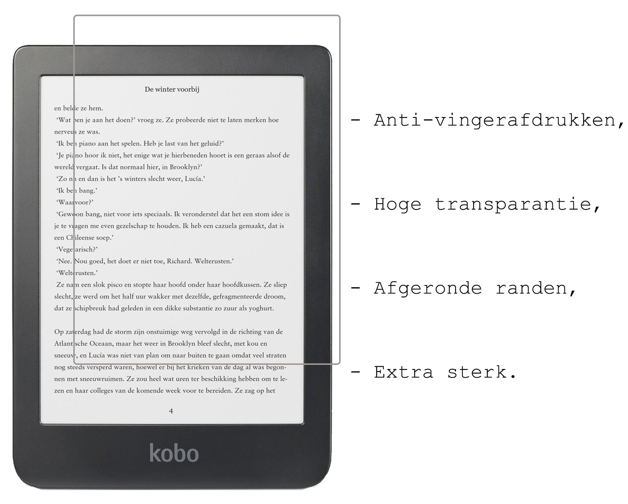 BASEY. BASEY. Kobo Clara HD Hoesje Trifold Met Screenprotector - Don't Touch Me