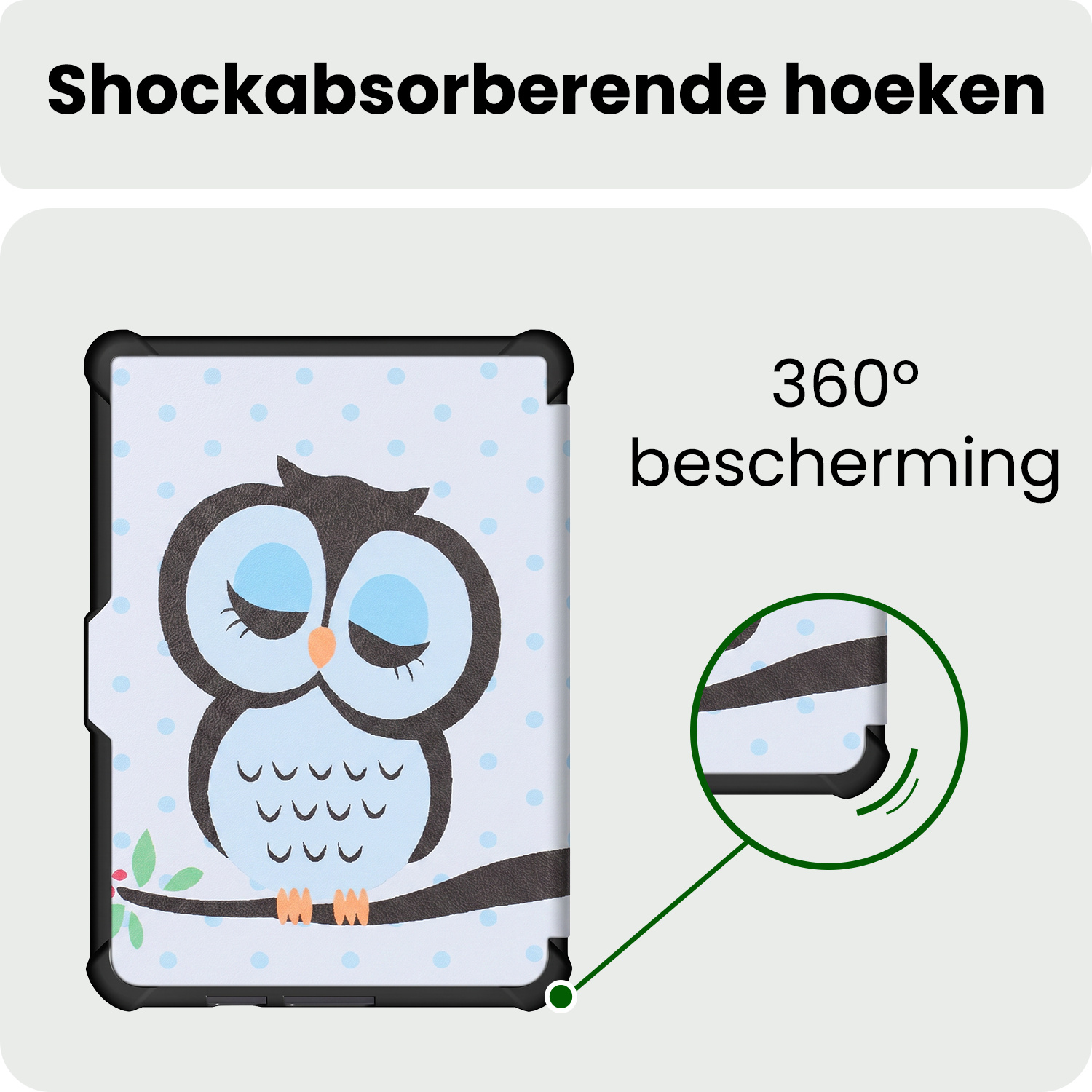 BASEY. BASEY. Kobo Clara HD Hoesje Trifold Met Screenprotector - Uil
