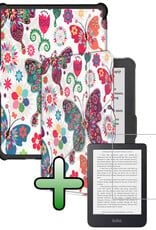 BASEY. BASEY. Kobo Clara HD Hoesje Trifold Met Screenprotector - Vlinders