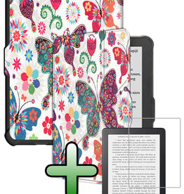 BASEY. BASEY. Kobo Clara HD Hoesje Trifold Met Screenprotector - Vlinders