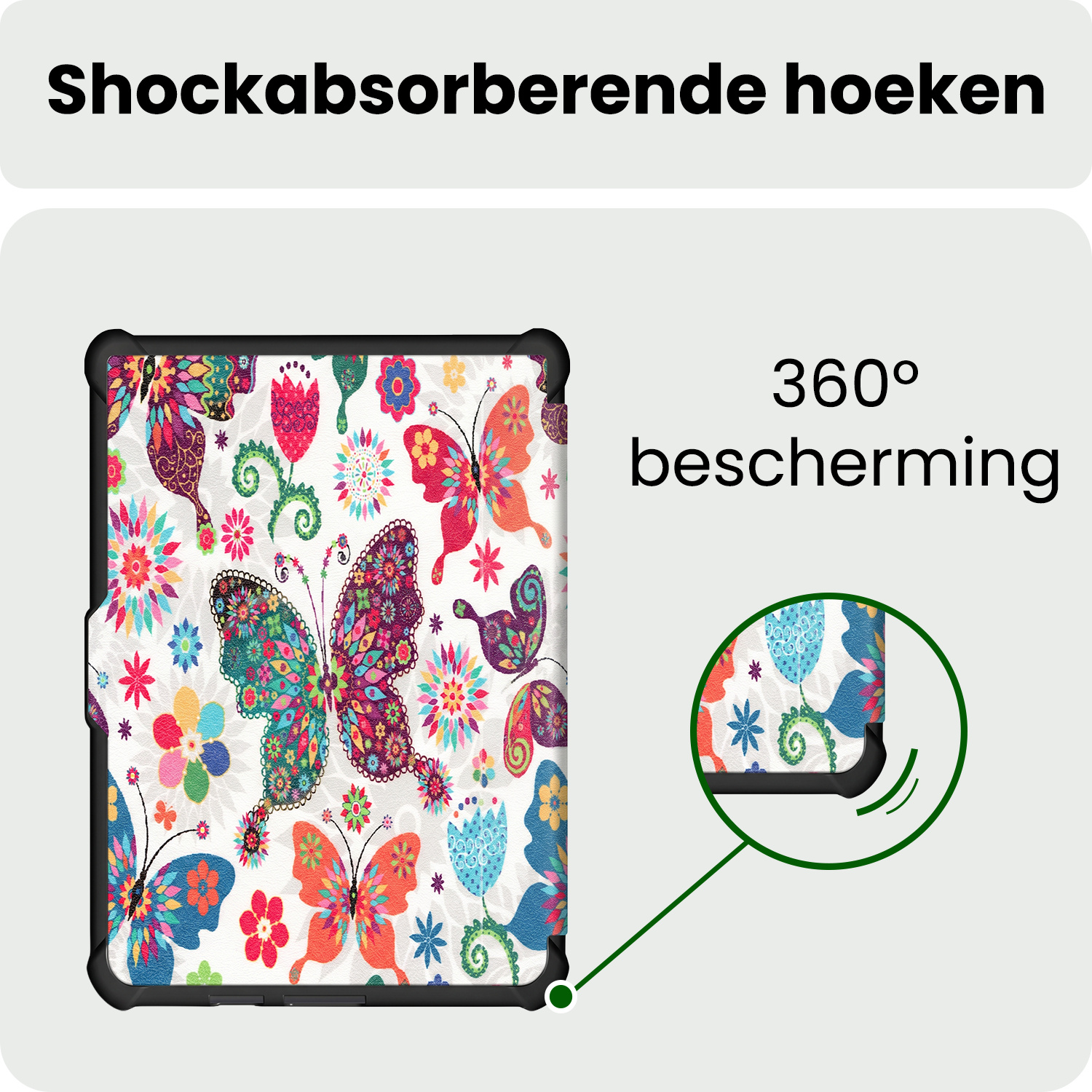 BASEY. BASEY. Kobo Clara HD Hoesje Trifold Met Screenprotector - Vlinders