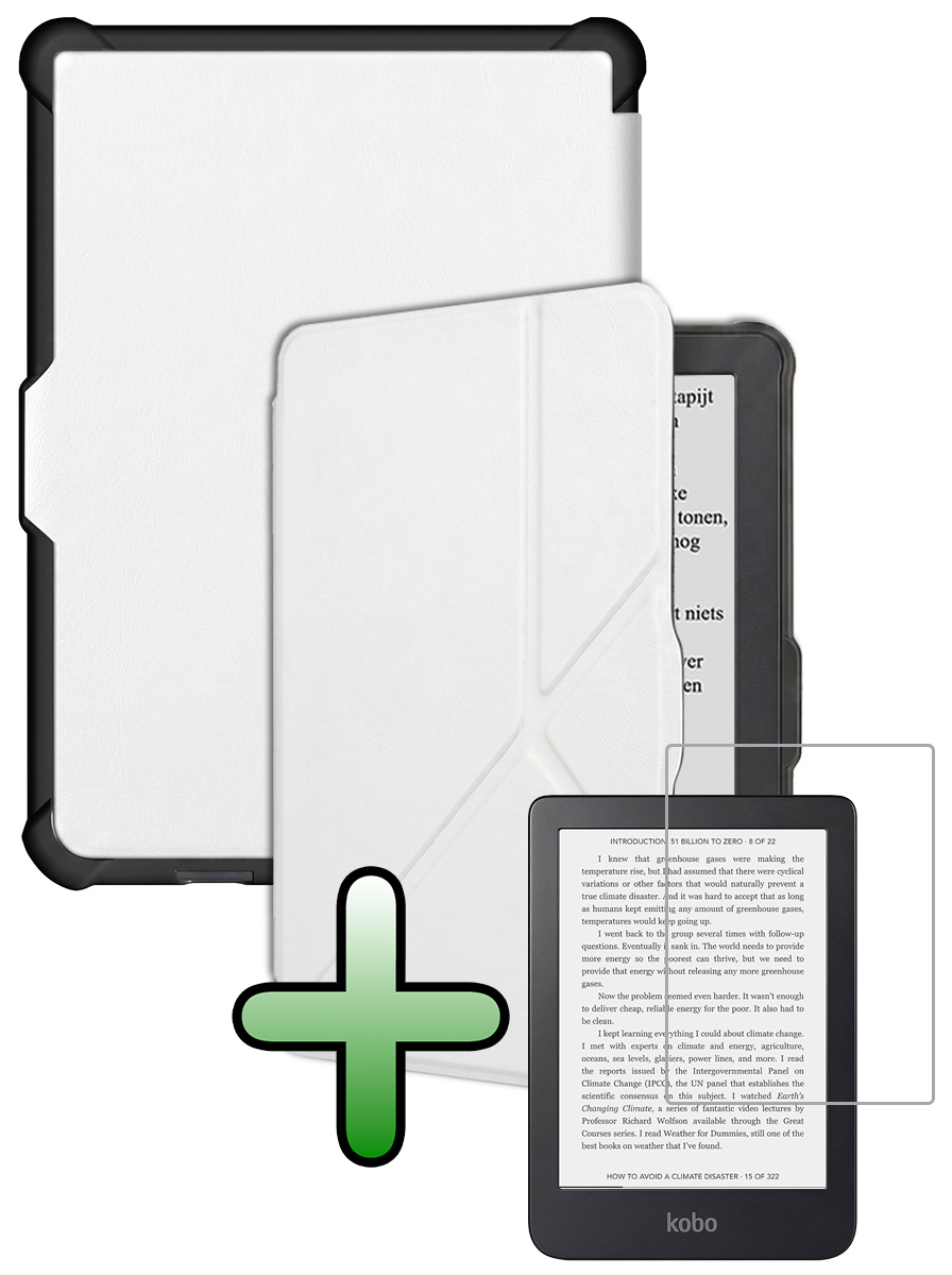 BASEY. BASEY. Kobo Clara HD Hoesje Trifold Met Screenprotector - Wit