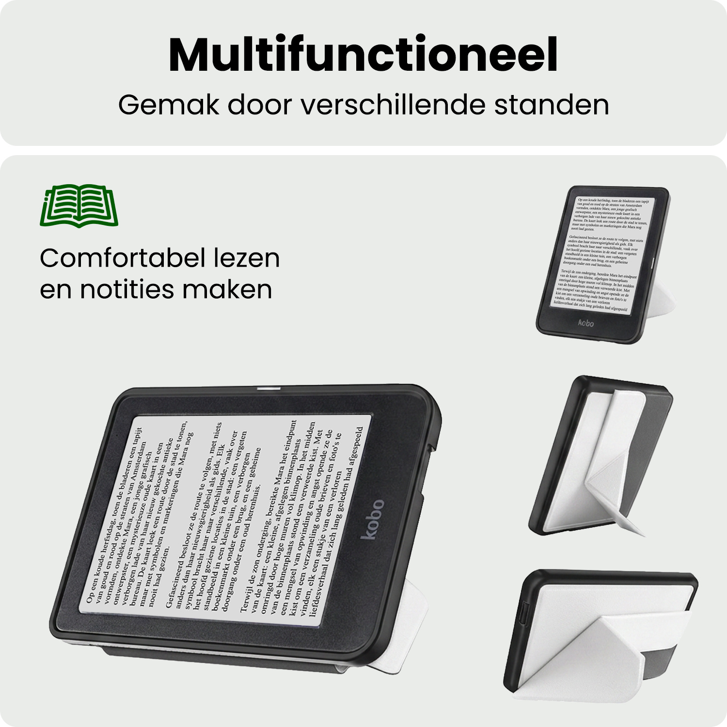 BASEY. BASEY. Kobo Clara HD Hoesje Trifold Met Screenprotector - Wit