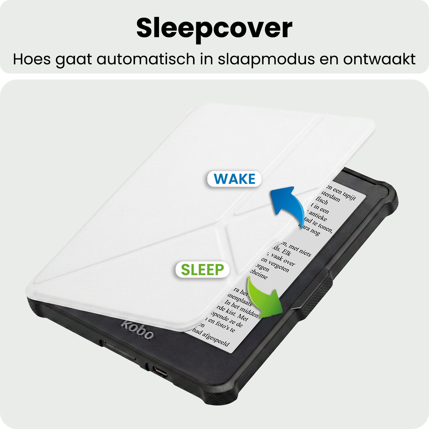 BASEY. BASEY. Kobo Clara HD Hoesje Trifold Met Screenprotector - Wit