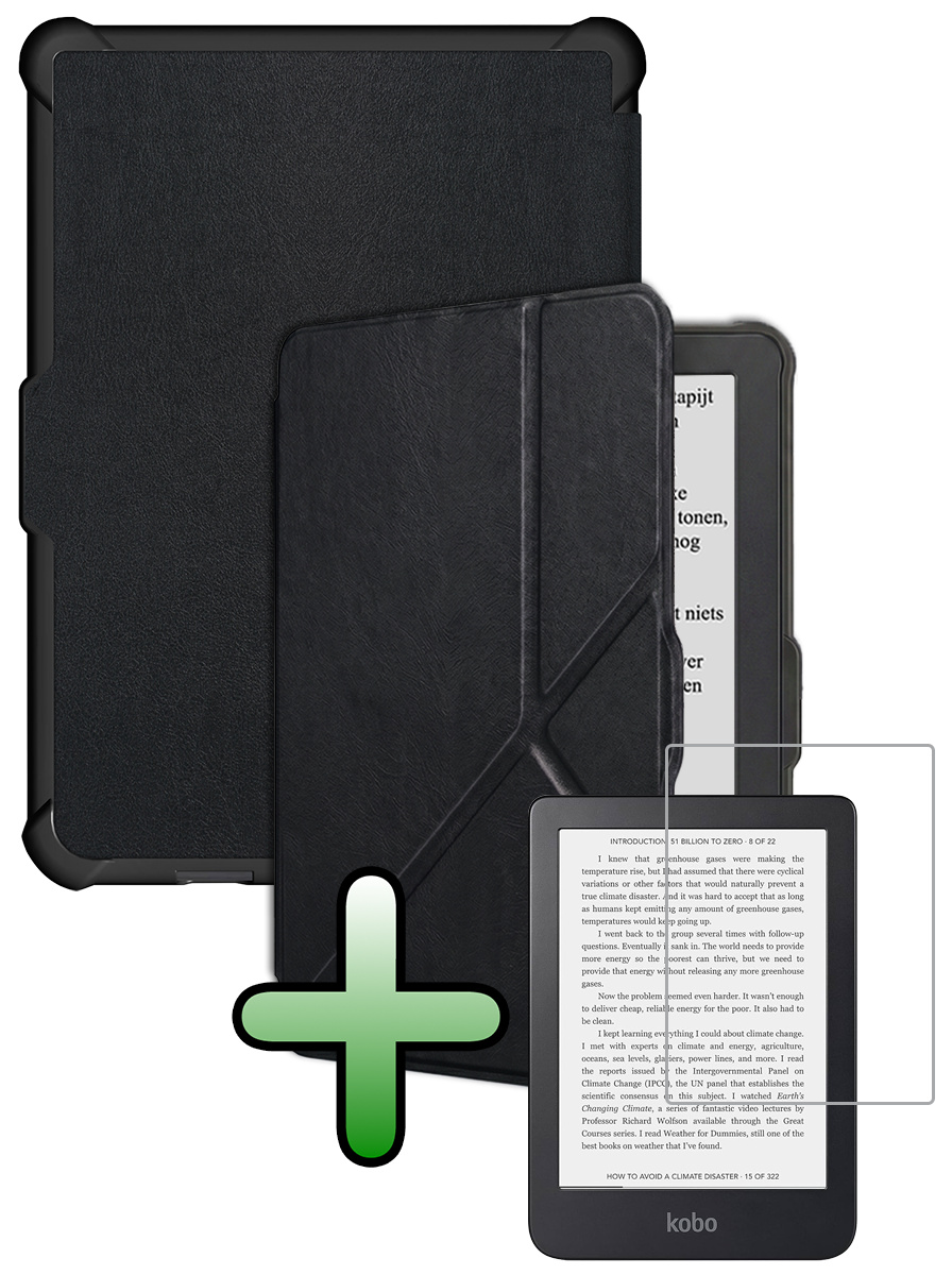 BASEY. BASEY. Kobo Clara HD Hoesje Trifold Met Screenprotector - Zwart
