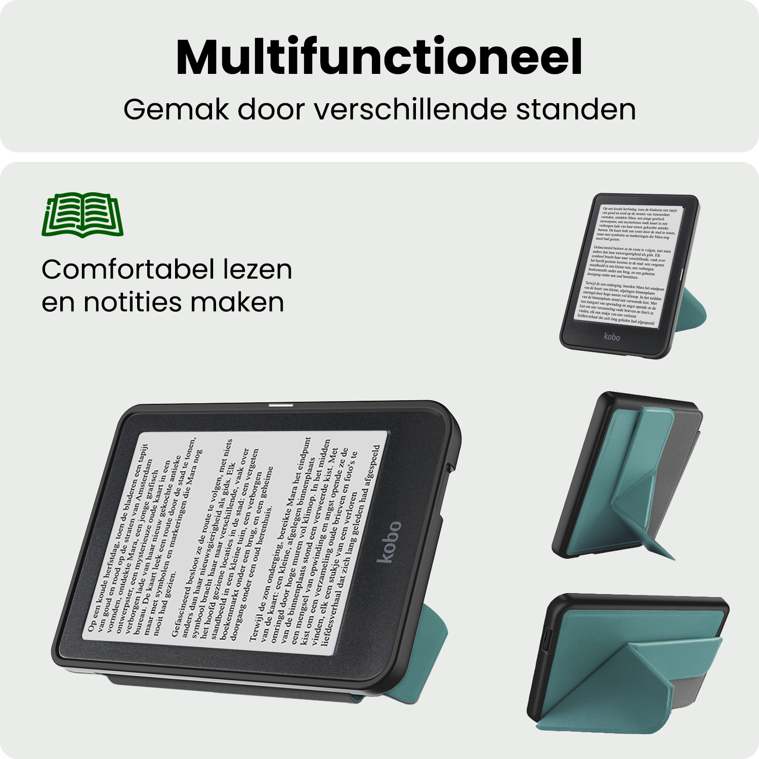 BASEY. BASEY. Kobo Nia Hoesje Trifold - Donkergroen