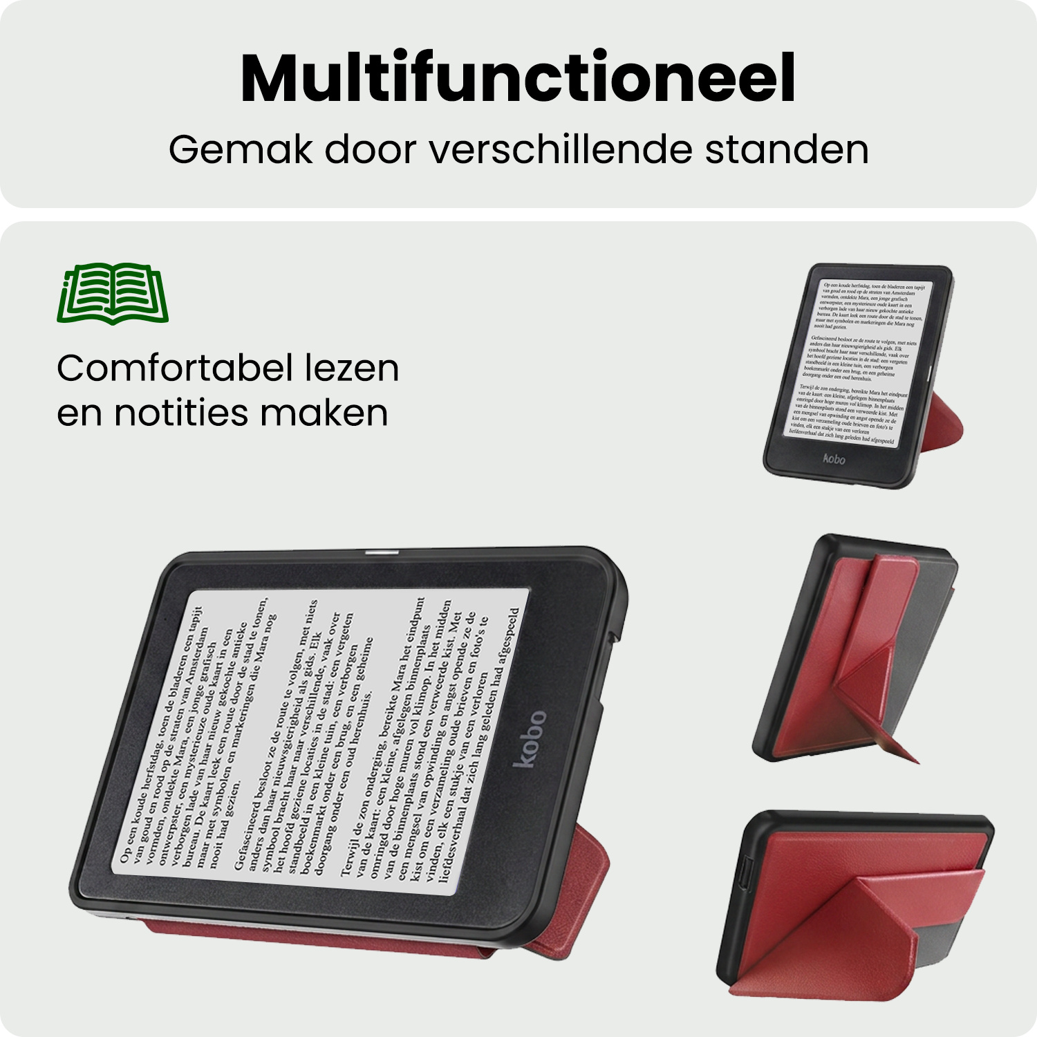 BASEY. BASEY. Kobo Nia Hoesje Trifold - Donkerrood