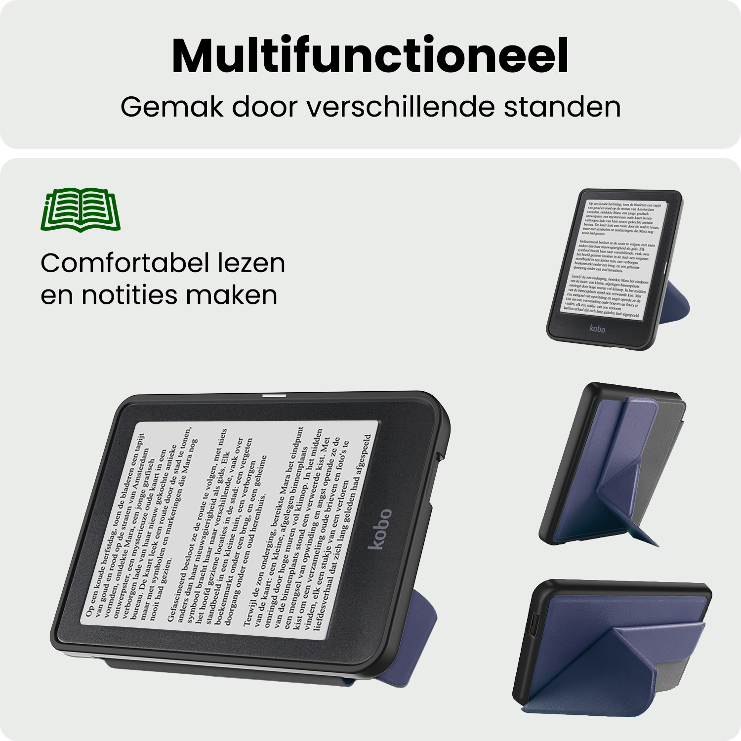 BASEY. BASEY. Kobo Nia Hoesje Trifold Met Screenprotector - Donkerblauw