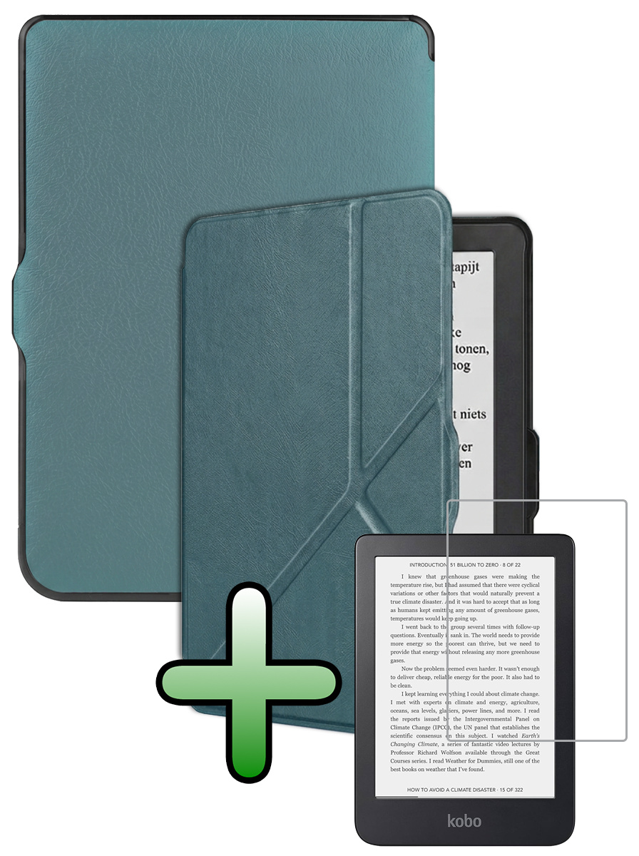 BASEY. BASEY. Kobo Nia Hoesje Trifold Met Screenprotector - Donkergroen