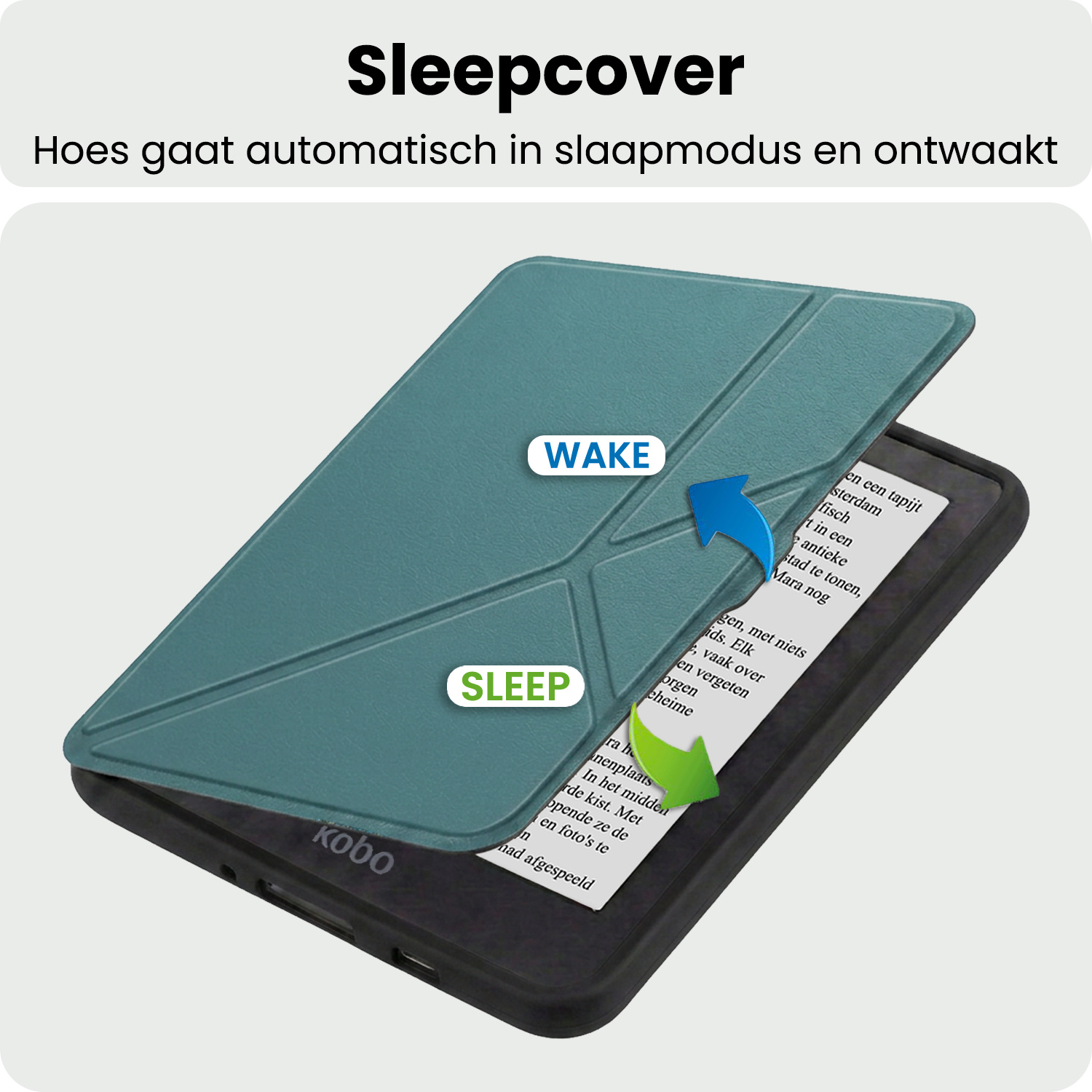 BASEY. BASEY. Kobo Nia Hoesje Trifold Met Screenprotector - Donkergroen