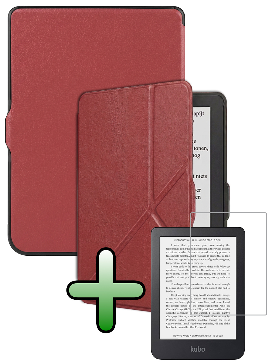 BASEY. BASEY. Kobo Nia Hoesje Trifold Met Screenprotector - Donkerrood