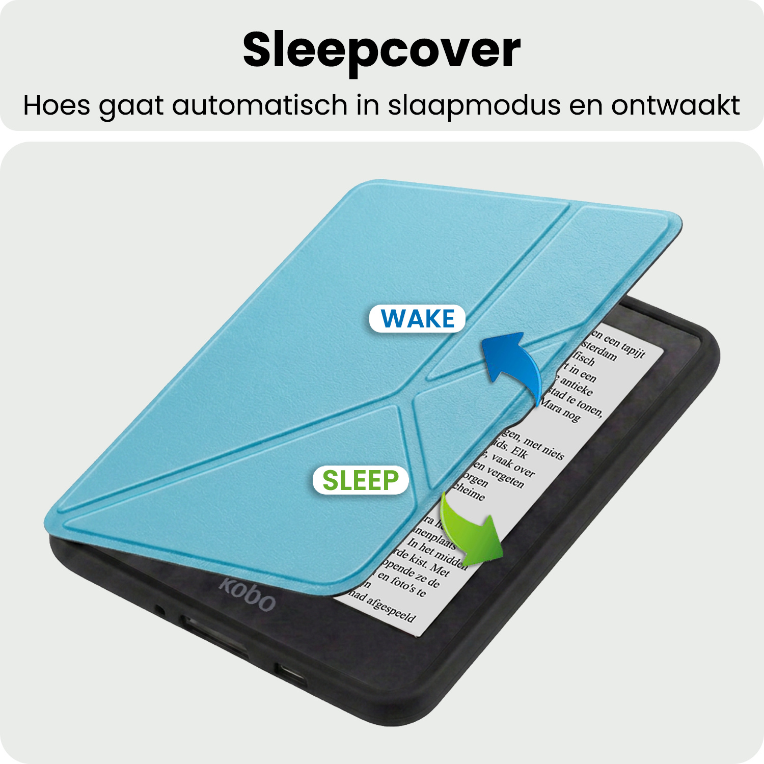 BASEY. BASEY. Kobo Nia Hoesje Trifold Met Screenprotector - Lichtblauw