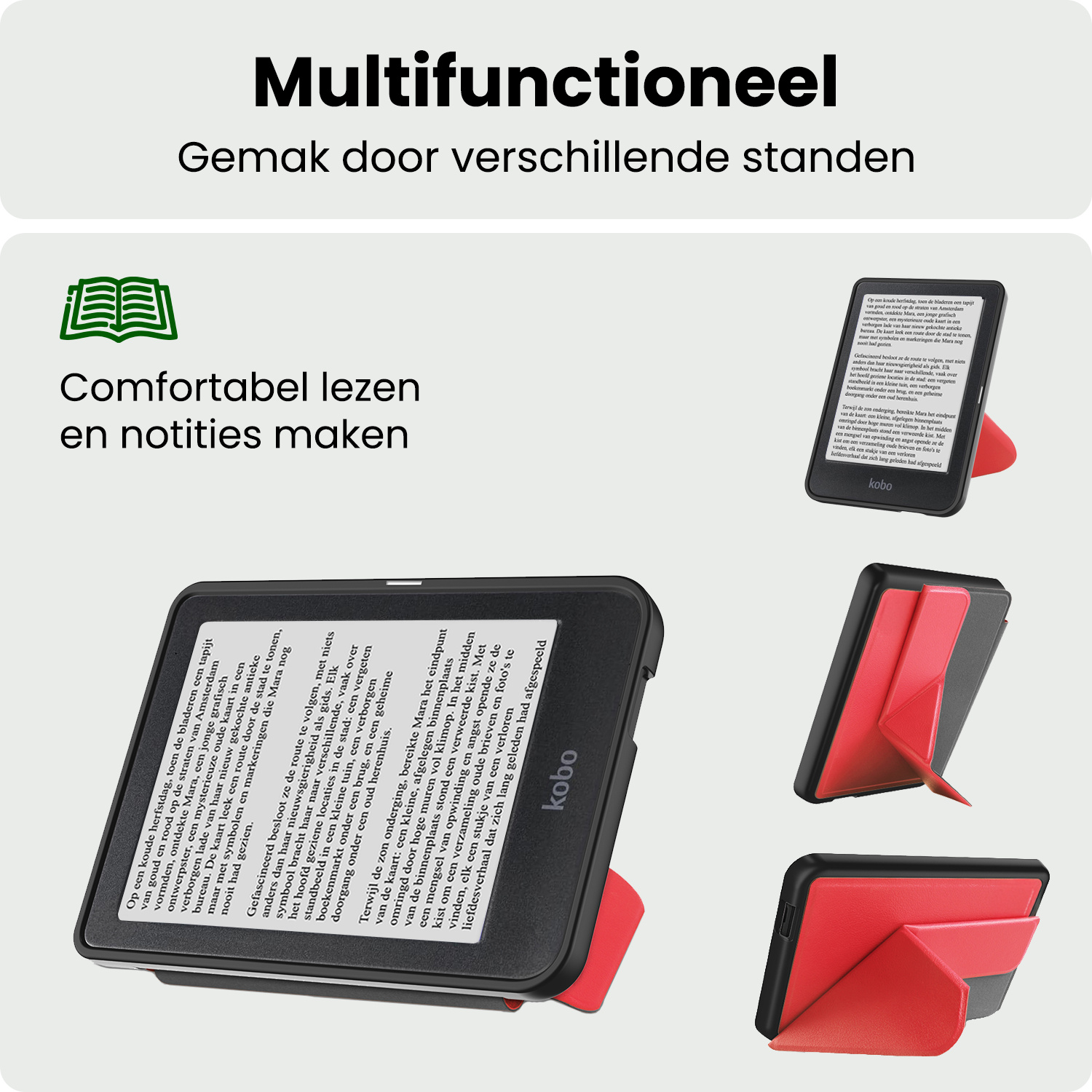 BASEY. BASEY. Kobo Nia Hoesje Trifold Met Screenprotector - Rood