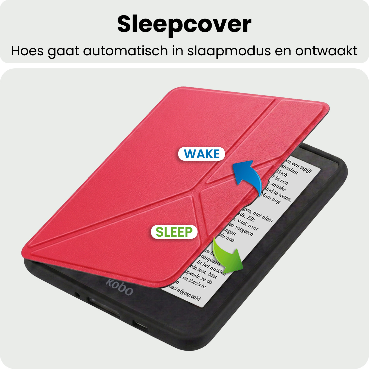 BASEY. BASEY. Kobo Nia Hoesje Trifold Met Screenprotector - Rood