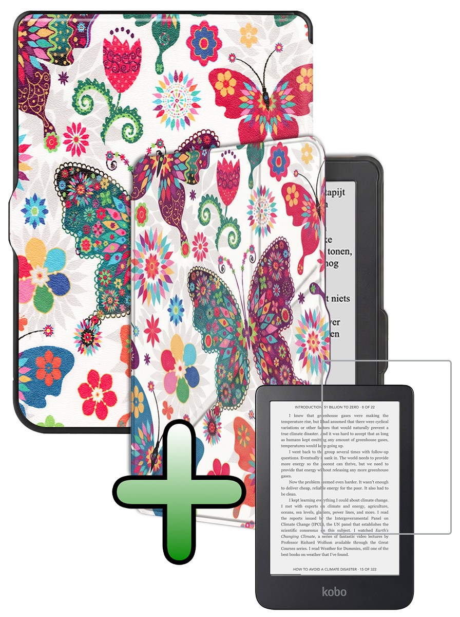 BASEY. BASEY. Kobo Nia Hoesje Trifold Met Screenprotector - Vlinders