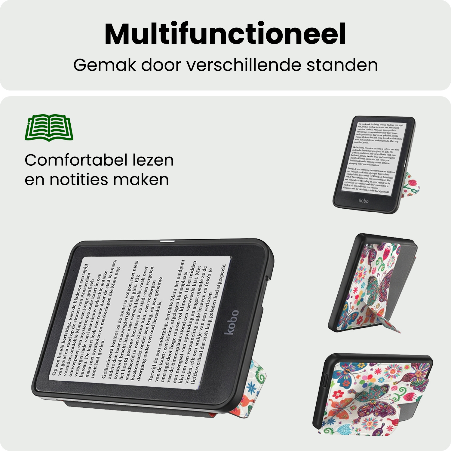BASEY. BASEY. Kobo Nia Hoesje Trifold Met Screenprotector - Vlinders
