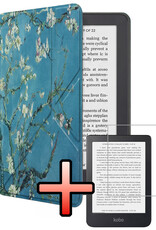 NoXx NoXx Kobo Clara 2E Hoesje Trifold Met Screenprotector - Bloesem