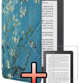 NoXx NoXx Kobo Clara 2E Hoesje Trifold Met Screenprotector - Bloesem