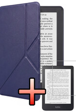 NoXx NoXx Kobo Clara 2E Hoesje Trifold Met Screenprotector - Donkerblauw