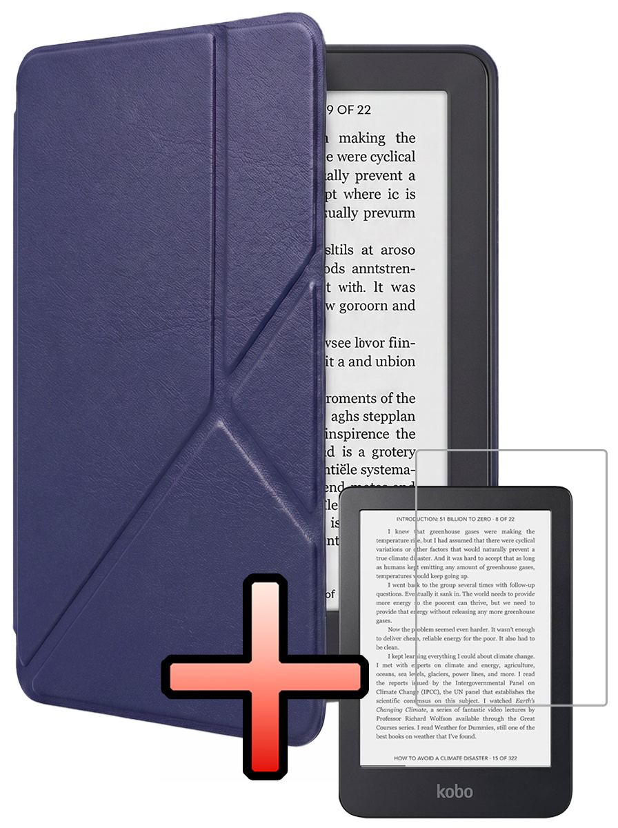 NoXx NoXx Kobo Clara 2E Hoesje Trifold Met Screenprotector - Donkerblauw