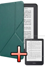 NoXx NoXx Kobo Clara 2E Hoesje Trifold Met Screenprotector - Donkergroen