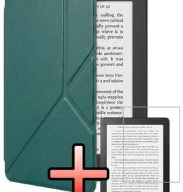 NoXx NoXx Kobo Clara 2E Hoesje Trifold Met Screenprotector - Donkergroen