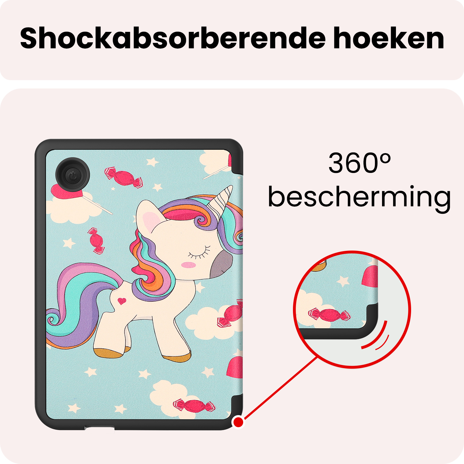 NoXx NoXx Kobo Clara 2E Hoesje Trifold Met Screenprotector - Eenhoorn