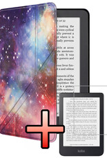 NoXx NoXx Kobo Clara 2E Hoesje Trifold Met Screenprotector - Galaxy