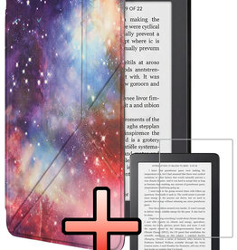 NoXx NoXx Kobo Clara 2E Hoesje Trifold Met Screenprotector - Galaxy