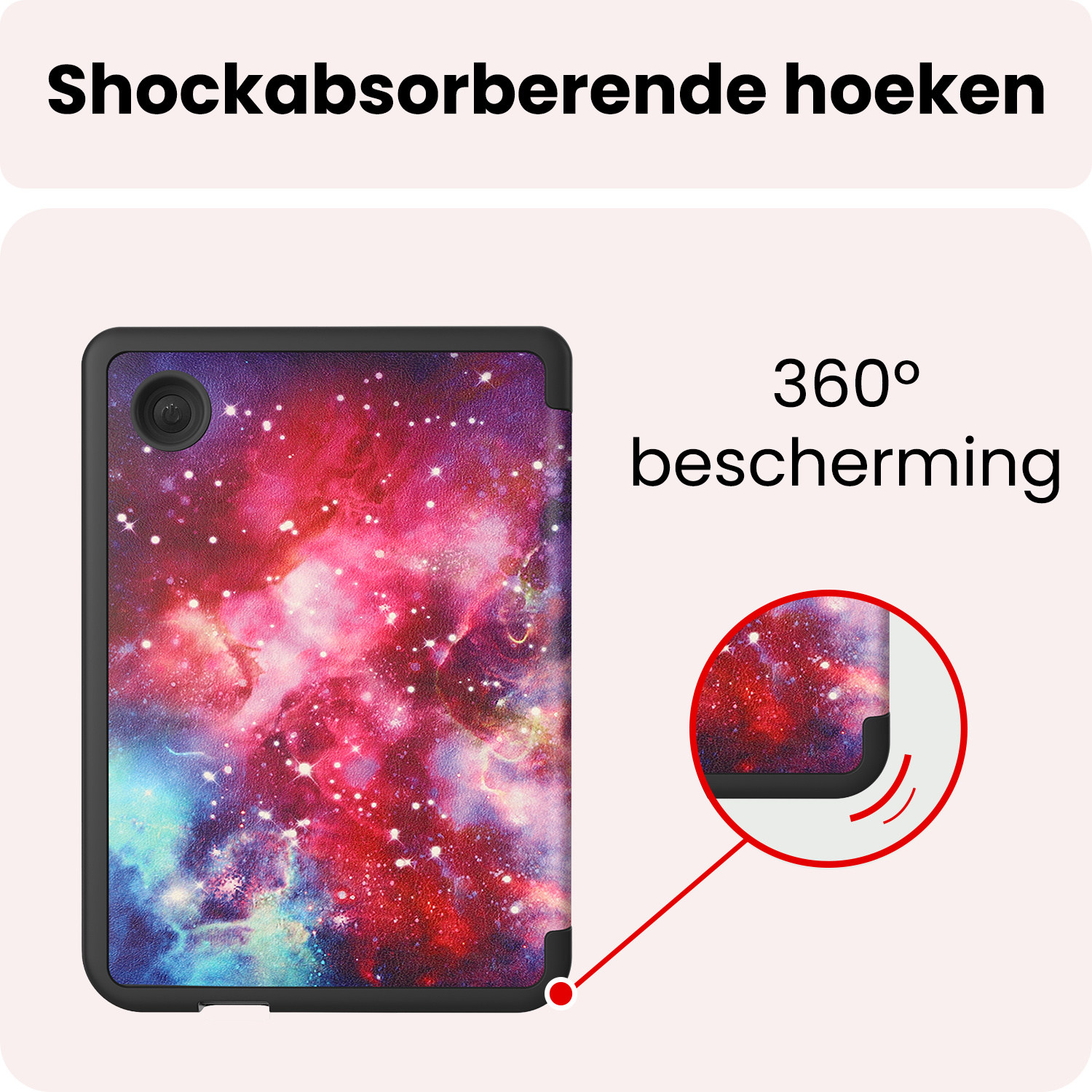 NoXx NoXx Kobo Clara 2E Hoesje Trifold Met Screenprotector - Galaxy
