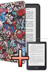 NoXx NoXx Kobo Clara 2E Hoesje Trifold Met Screenprotector - Graffity