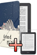 NoXx NoXx Kobo Clara 2E Hoesje Trifold Met Screenprotector - Kat