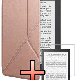 NoXx NoXx Kobo Clara 2E Hoesje Trifold Met Screenprotector - Rose Goud