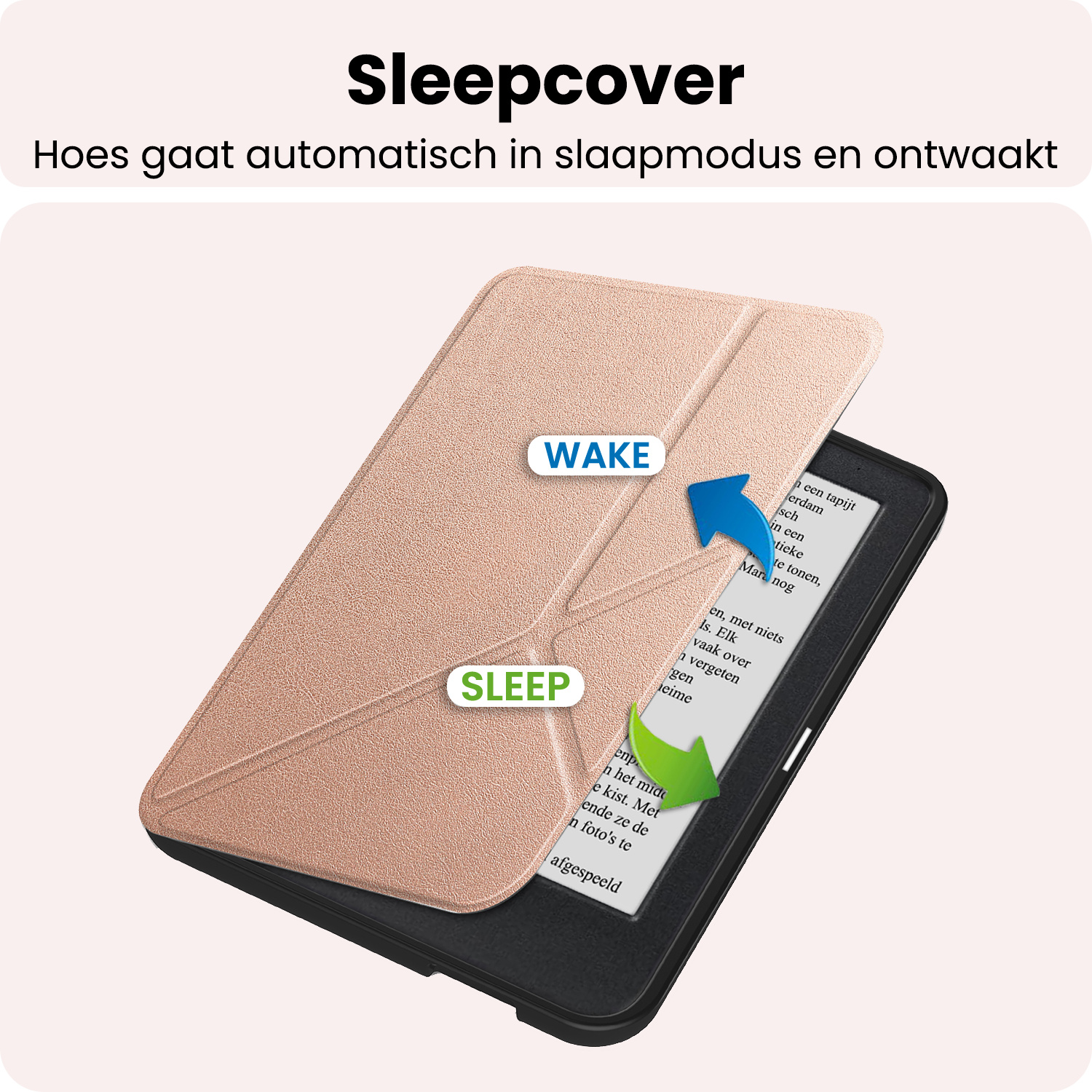 NoXx NoXx Kobo Clara 2E Hoesje Trifold Met Screenprotector - Rose Goud