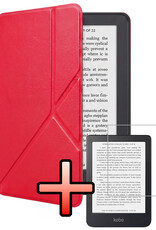 NoXx NoXx Kobo Clara 2E Hoesje Trifold Met Screenprotector - Rood