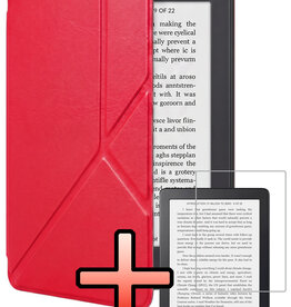 NoXx NoXx Kobo Clara 2E Hoesje Trifold Met Screenprotector - Rood
