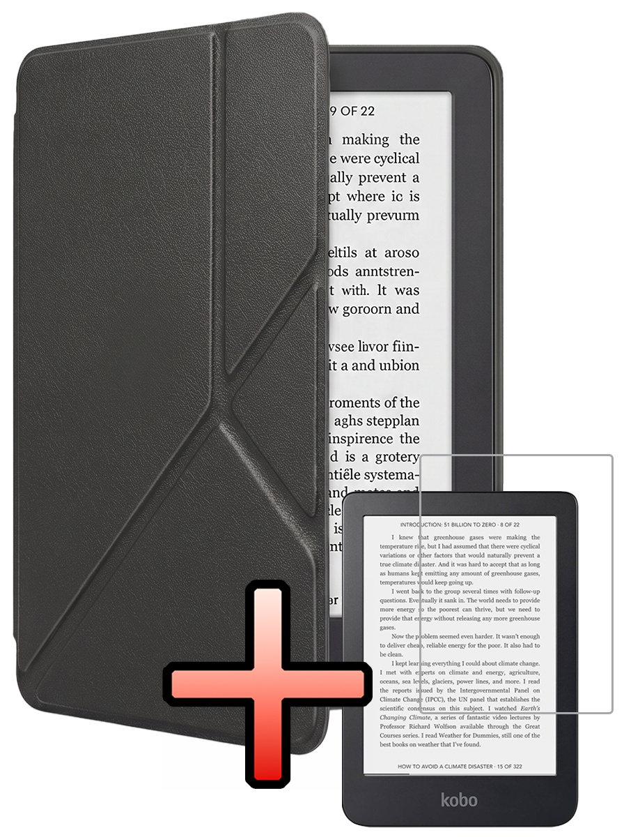 NoXx NoXx Kobo Clara 2E Hoesje Trifold Met Screenprotector - Zwart