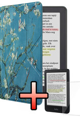 NoXx NoXx Kobo Clara Colour Hoesje Trifold Met Screenprotector - Bloesem
