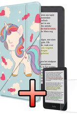 NoXx NoXx Kobo Clara Colour Hoesje Trifold Met Screenprotector - Eenhoorn