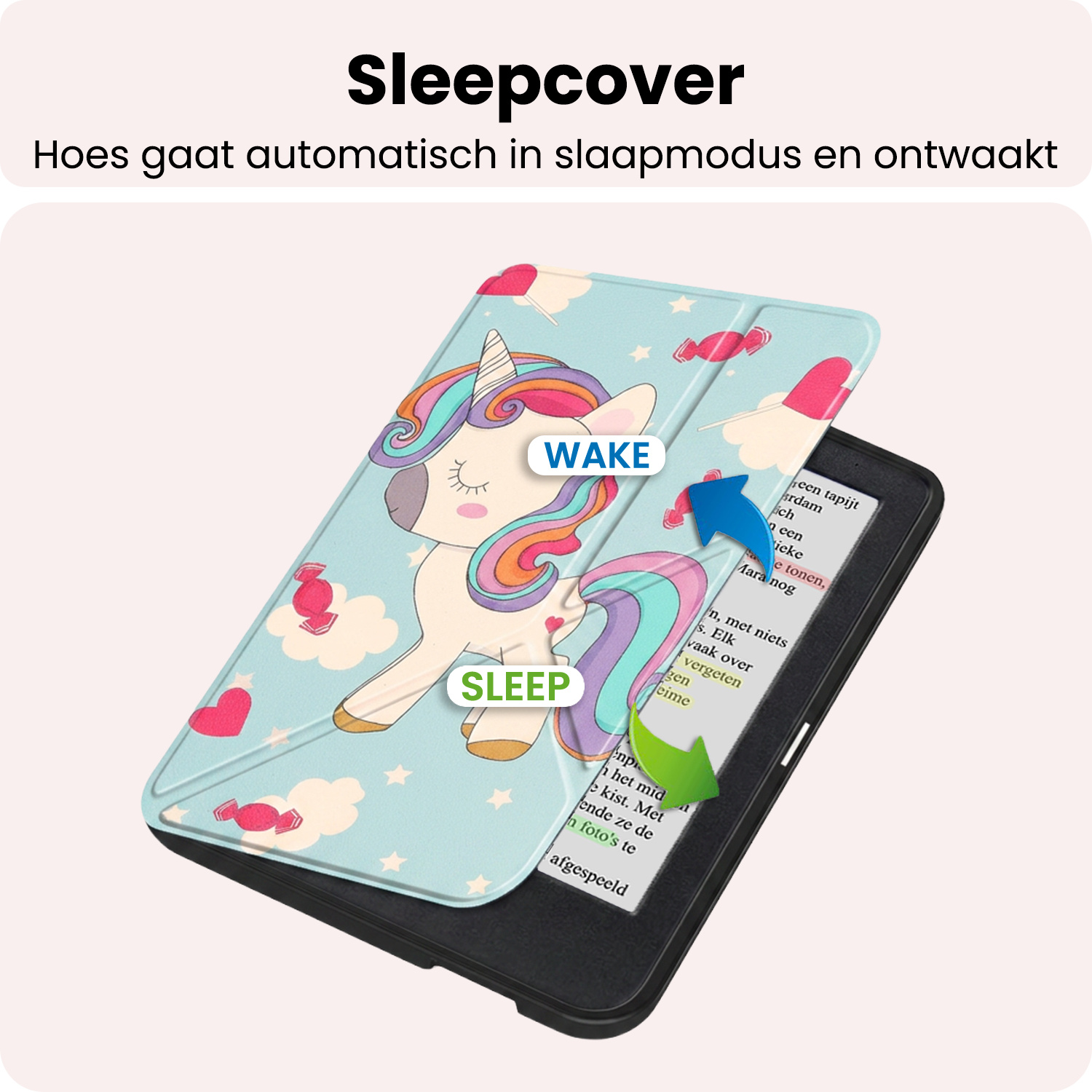 NoXx NoXx Kobo Clara Colour Hoesje Trifold Met Screenprotector - Eenhoorn