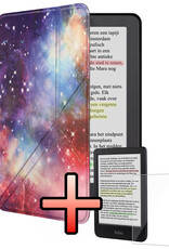 NoXx NoXx Kobo Clara Colour Hoesje Trifold Met Screenprotector - Galaxy