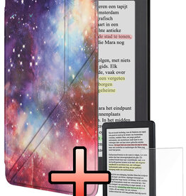 NoXx NoXx Kobo Clara Colour Hoesje Trifold Met Screenprotector - Galaxy